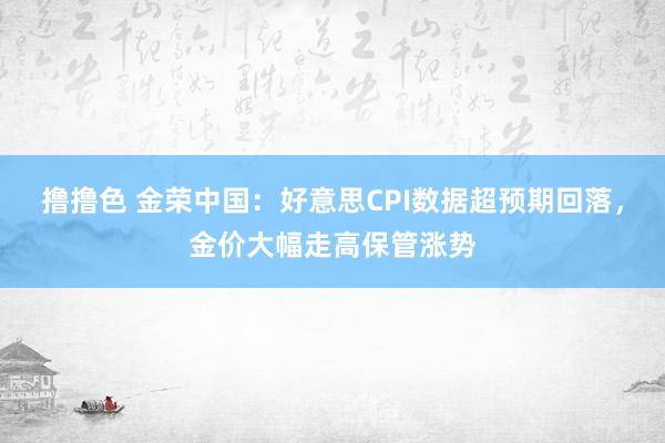 撸撸色 金荣中国：好意思CPI数据超预期回落，金价大幅走高保管涨势