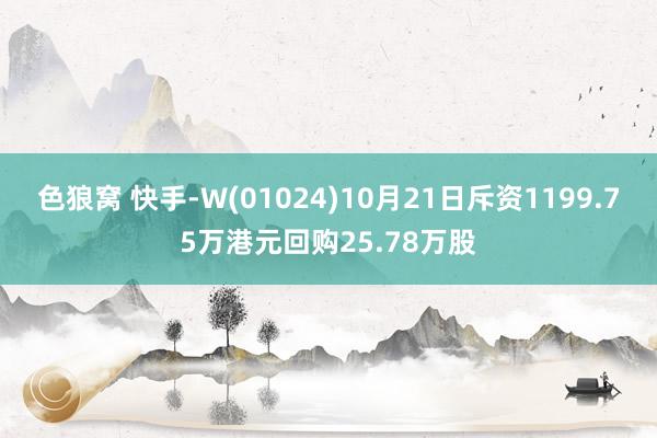 色狼窝 快手-W(01024)10月21日斥资1199.75万港元回购25.78万股