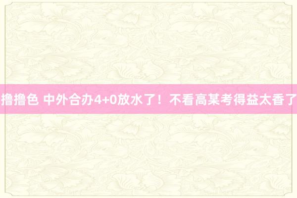 撸撸色 中外合办4+0放水了！不看高某考得益太香了