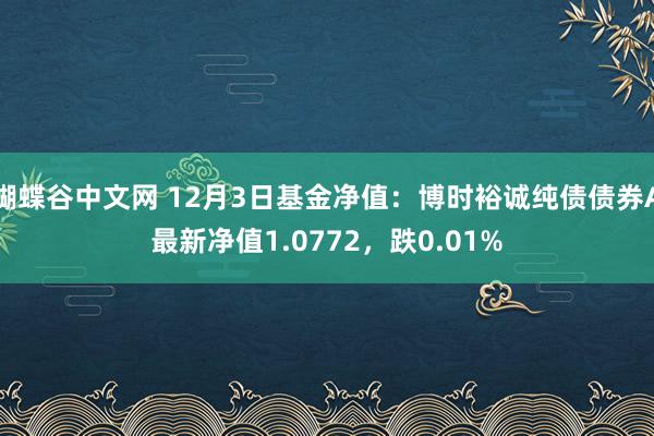 蝴蝶谷中文网 12月3日基金净值：博时裕诚纯债债券A最新净值1.0772，跌0.01%