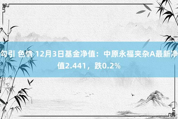 勾引 色情 12月3日基金净值：中原永福夹杂A最新净值2.441，跌0.2%