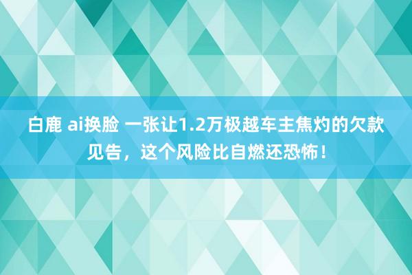 白鹿 ai换脸 一张让1.2万极越车主焦灼的欠款见告，这个风险比自燃还恐怖！