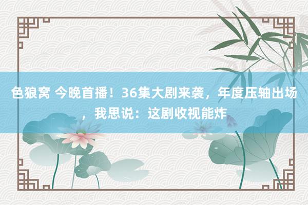 色狼窝 今晚首播！36集大剧来袭，年度压轴出场，我思说：这剧收视能炸