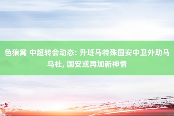 色狼窝 中超转会动态: 升班马特殊国安中卫外助马马杜， 国安或再加新神情