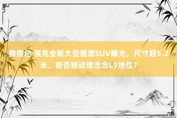 撸撸色 领克全新大型插混SUV曝光，尺寸超5.2米，能否撼动理念念L9地位？