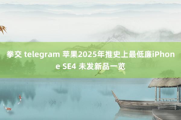 拳交 telegram 苹果2025年推史上最低廉iPhone SE4 未发新品一览
