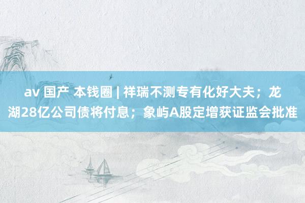 av 国产 本钱圈 | 祥瑞不测专有化好大夫；龙湖28亿公司债将付息；象屿A股定增获证监会批准