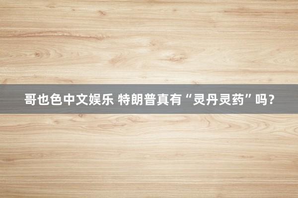 哥也色中文娱乐 特朗普真有“灵丹灵药”吗？