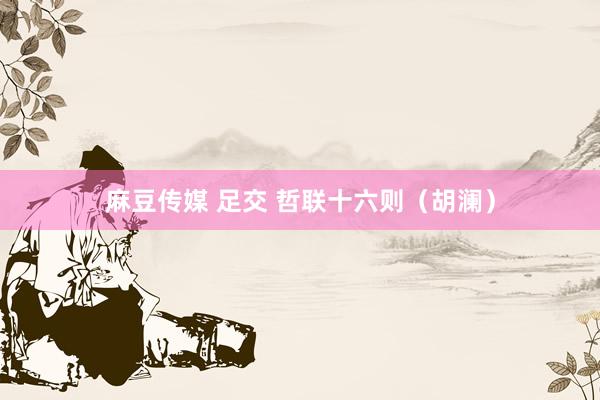 麻豆传媒 足交 哲联十六则（胡澜）