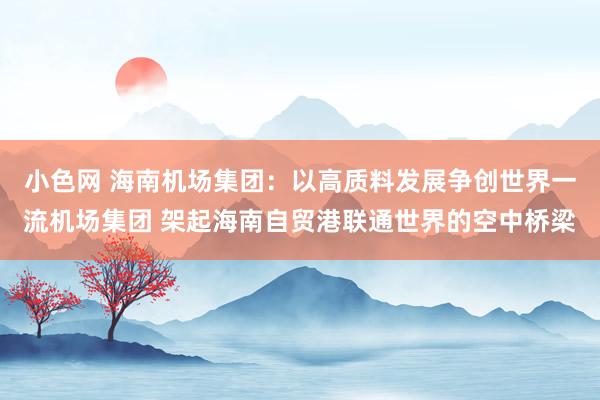 小色网 海南机场集团：以高质料发展争创世界一流机场集团 架起海南自贸港联通世界的空中桥梁
