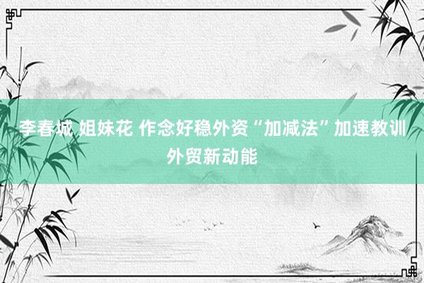 李春城 姐妹花 作念好稳外资“加减法”加速教训外贸新动能