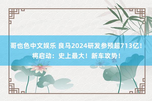 哥也色中文娱乐 良马2024研发参预超713亿！将启动：史上最大！新车攻势！
