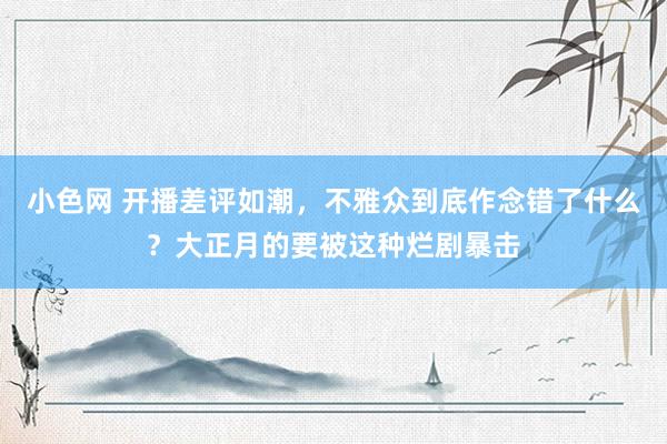 小色网 开播差评如潮，不雅众到底作念错了什么？大正月的要被这种烂剧暴击