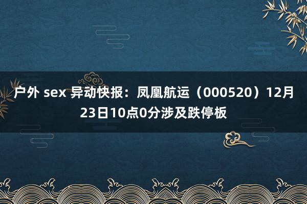 户外 sex 异动快报：凤凰航运（000520）12月23日10点0分涉及跌停板