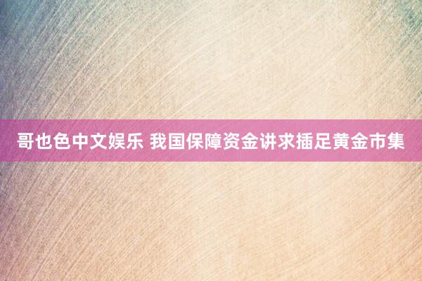 哥也色中文娱乐 我国保障资金讲求插足黄金市集