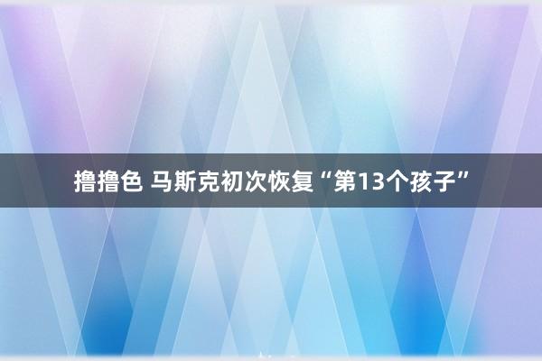 撸撸色 马斯克初次恢复“第13个孩子”