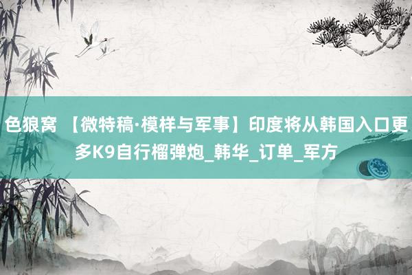 色狼窝 【微特稿·模样与军事】印度将从韩国入口更多K9自行榴弹炮_韩华_订单_军方
