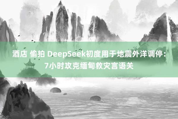 酒店 偷拍 DeepSeek初度用于地震外洋调停：7小时攻克缅甸救灾言语关
