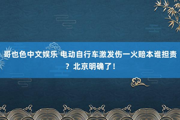 哥也色中文娱乐 电动自行车激发伤一火赔本谁担责？北京明确了！