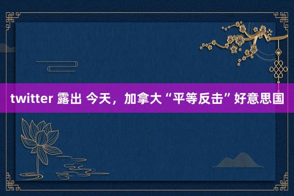 twitter 露出 今天，加拿大“平等反击”好意思国