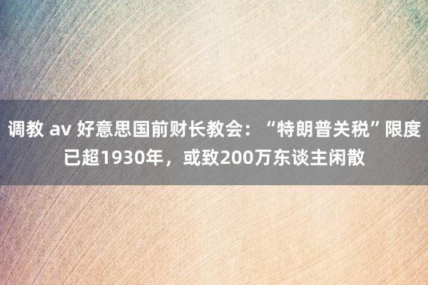 调教 av 好意思国前财长教会：“特朗普关税”限度已超1930年，或致200万东谈主闲散