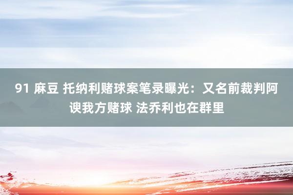 91 麻豆 托纳利赌球案笔录曝光：又名前裁判阿谀我方赌球 法乔利也在群里