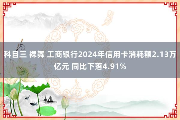 科目三 裸舞 工商银行2024年信用卡消耗额2.13万亿元 同比下落4.91%