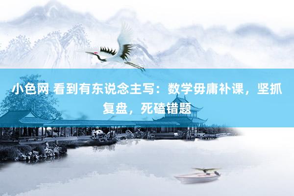 小色网 看到有东说念主写：数学毋庸补课，坚抓复盘，死磕错题