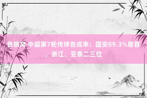 色狼窝 中超第7轮传球告成率：国安89.3%居首，浙江、亚泰二三位