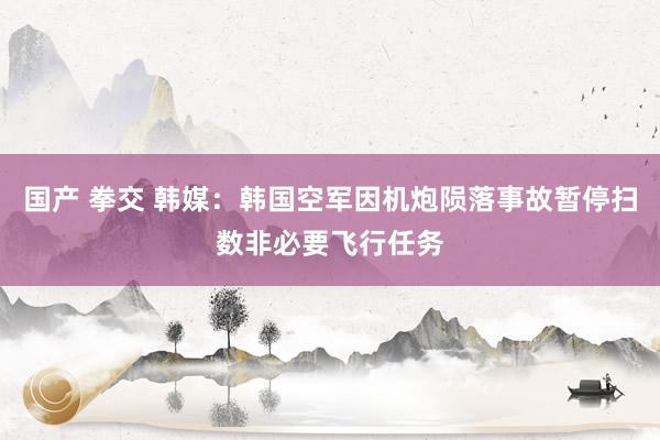 国产 拳交 韩媒：韩国空军因机炮陨落事故暂停扫数非必要飞行任务