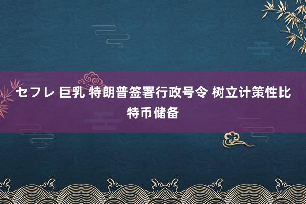 セフレ 巨乳 特朗普签署行政号令 树立计策性比特币储备