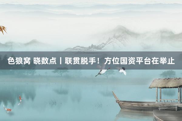 色狼窝 晓数点丨联贯脱手！方位国资平台在举止