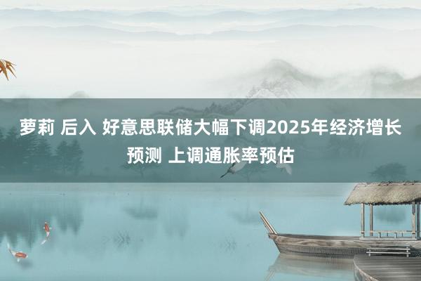 萝莉 后入 好意思联储大幅下调2025年经济增长预测 上调通胀率预估