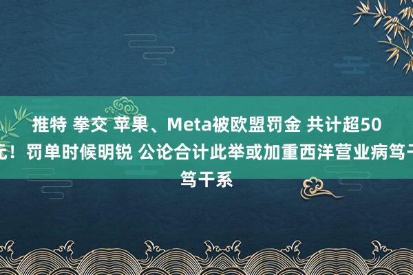 推特 拳交 苹果、Meta被欧盟罚金 共计超50亿元！罚单时候明锐 公论合计此举或加重西洋营业病笃干系
