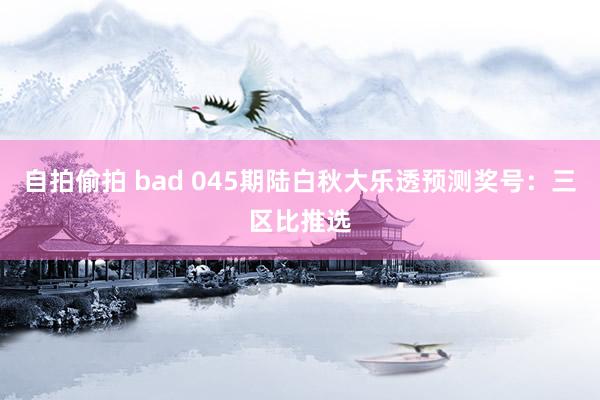 自拍偷拍 bad 045期陆白秋大乐透预测奖号：三区比推选